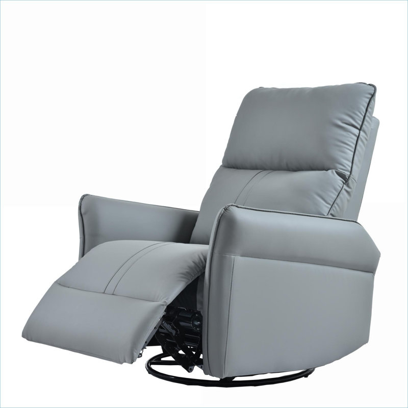  Faux Leather 270° Swivel Rocker Electric Recliner, Compact Single Chair for Small Spaces, Classic Gray, Gray Fabric