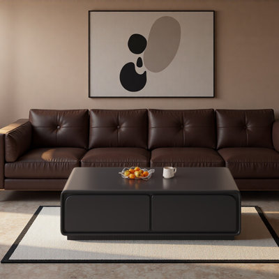 Table basse noire avec tiroirs