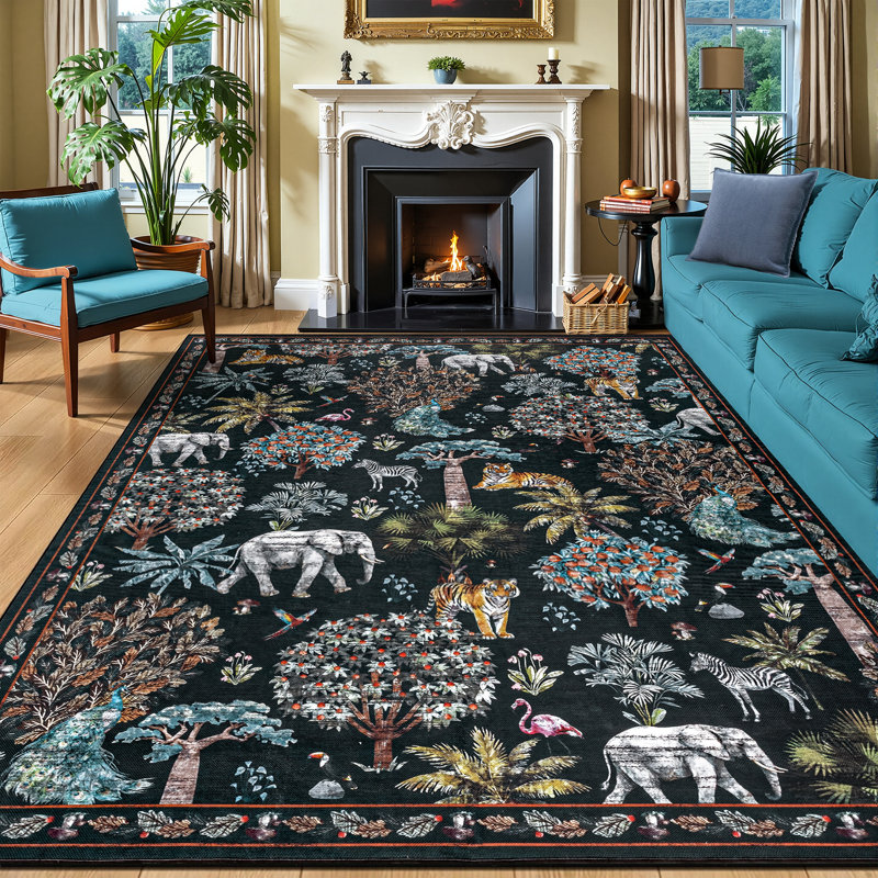 Woven Indoor / Outdoor Rug, Rectangle 8' x 10', Black