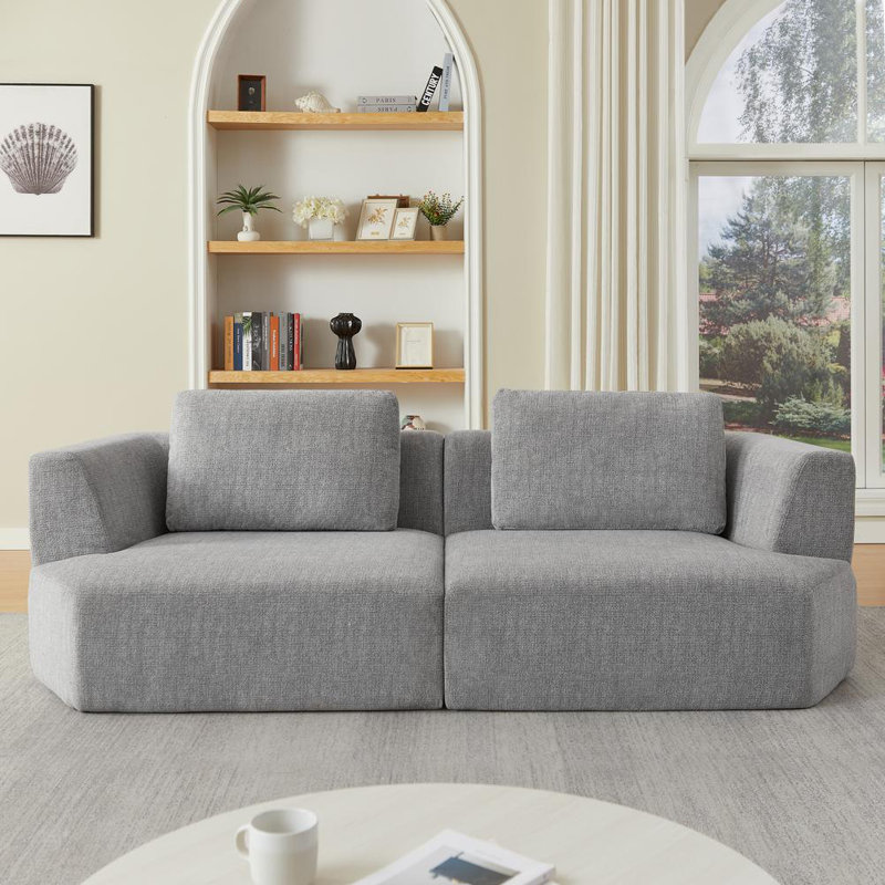 Upholstered  Chenille 3 Seater Sofa, Gray