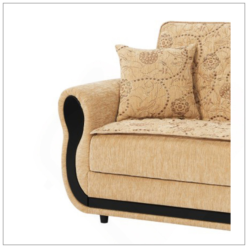 Causeuse convertible rembourrée avec rangement, Beige, Noir