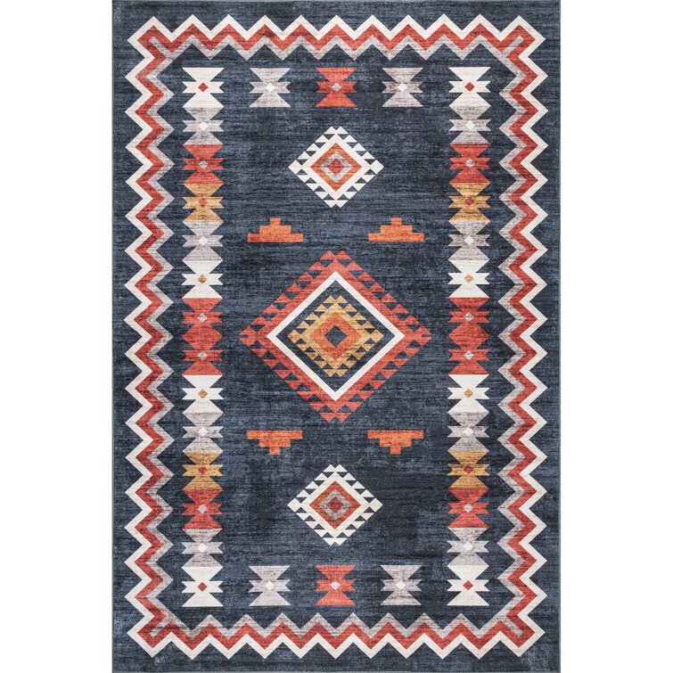 Jayde Machine Washable Southwestern Diamond Area Rug