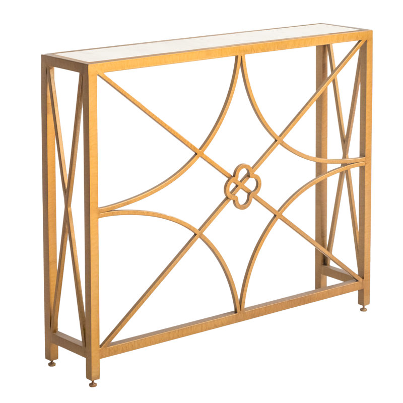 37" Console Table, Carrera Marble, Royal Gold