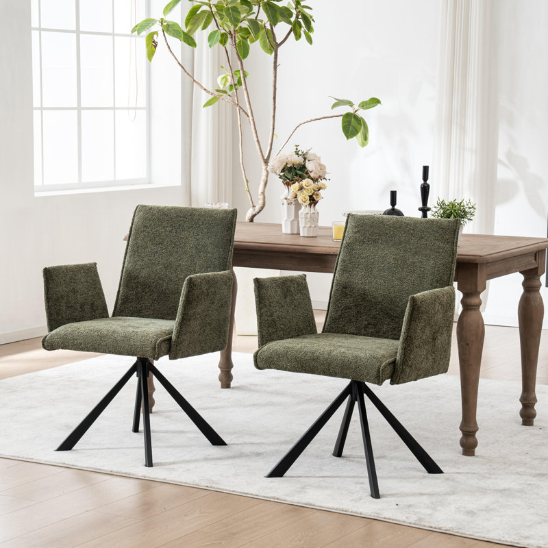 Chaise pivotante rembourrée, chaise de cuisine moderne Mid-Century pour salon, vert, Vert