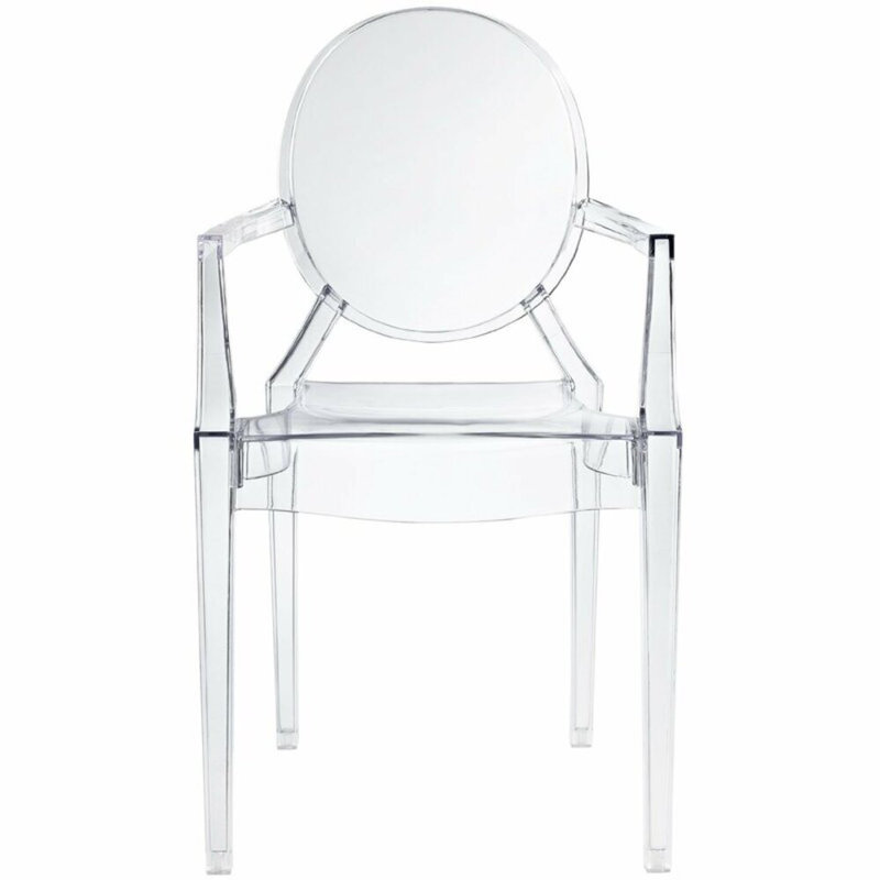 Chatfield Transparent Acrylic Dining Arm Chair – Stackable Round Back Accent & Banquet Seat for Kitchen and Dining Room, 2