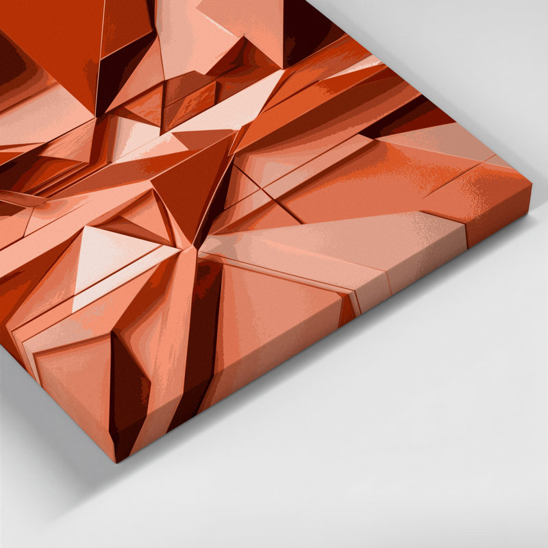 «Geometric Abstraction 35», art mural sur toile rose, H 12 po x l 18 po
