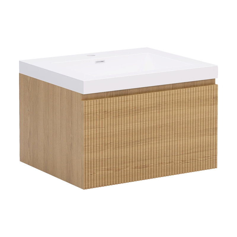 Meuble-lavabo moderne à rayures avec lavabo simple, 24"