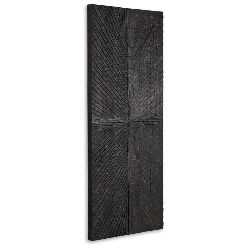 Antique Black Sunburst Wood Wall Decor, 20 x 48 Inch