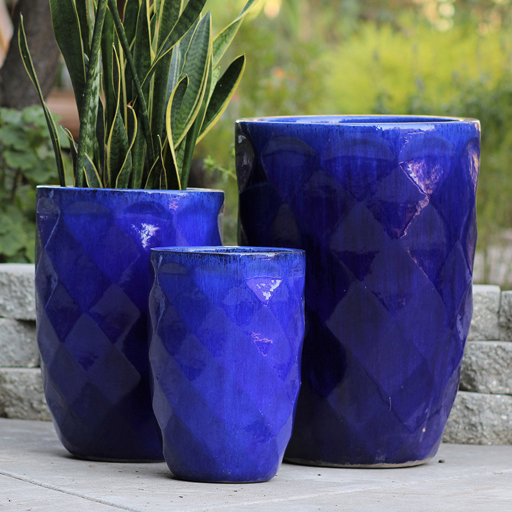 Peacock Blue Pots Set of 2 - Ceramic Planter