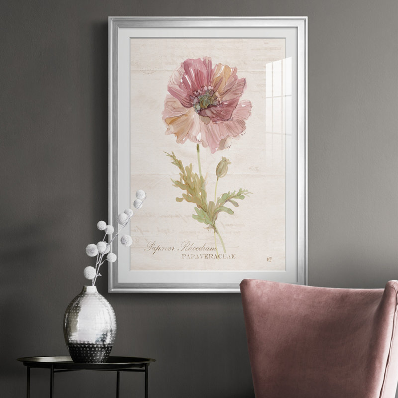 Soft Poppy - peinture sur toile encadrée, Argent, H 42,5 po x l 30,5 po x P 1 po