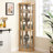 Glass Door Curio Cabinet With Lighting - Oak, Abundant Space, Stylish Corner Display 25Lb Shelf Capacity,-1039202043