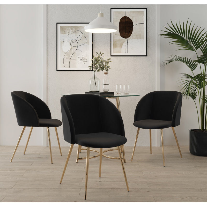 Terrance 18.5'' H Velvet Upholstered Parsons Chair, Gold, Black