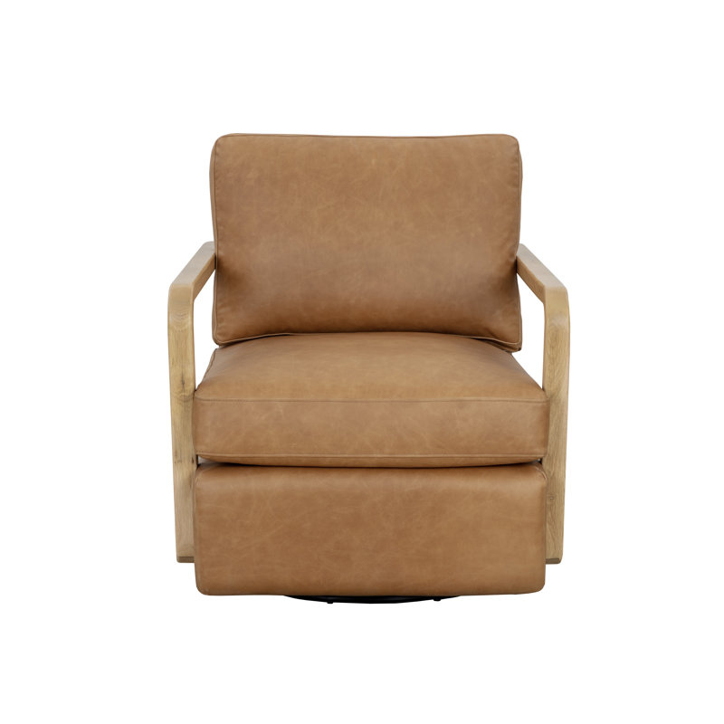 FAUTEUIL PIVOTANT CASTELL - BRUN - CUIR NOIR CORTINA, Cuir véritable brun