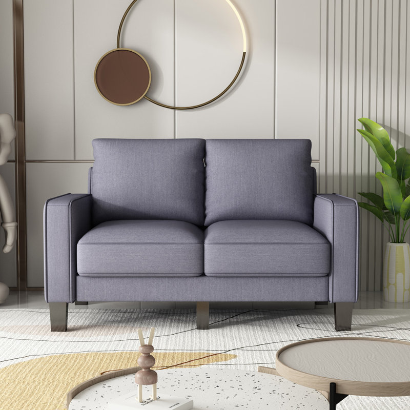 Ensemble de salon 2 pièces Rashade, 100 % polyester gris foncé