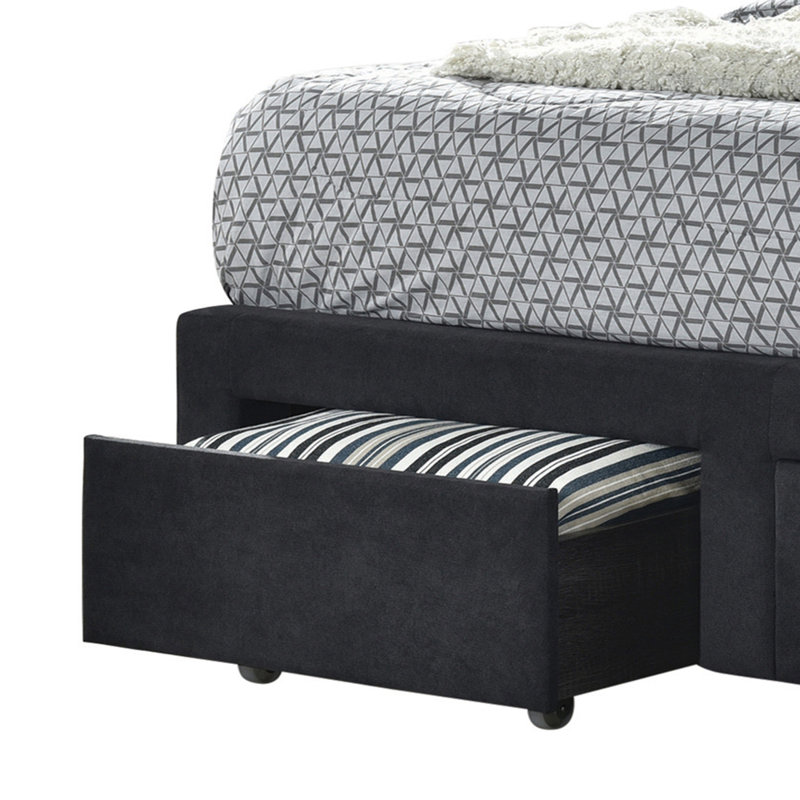 Lit plateforme tapissier avec rangement Kingistan, Très grand, Gris anthracite