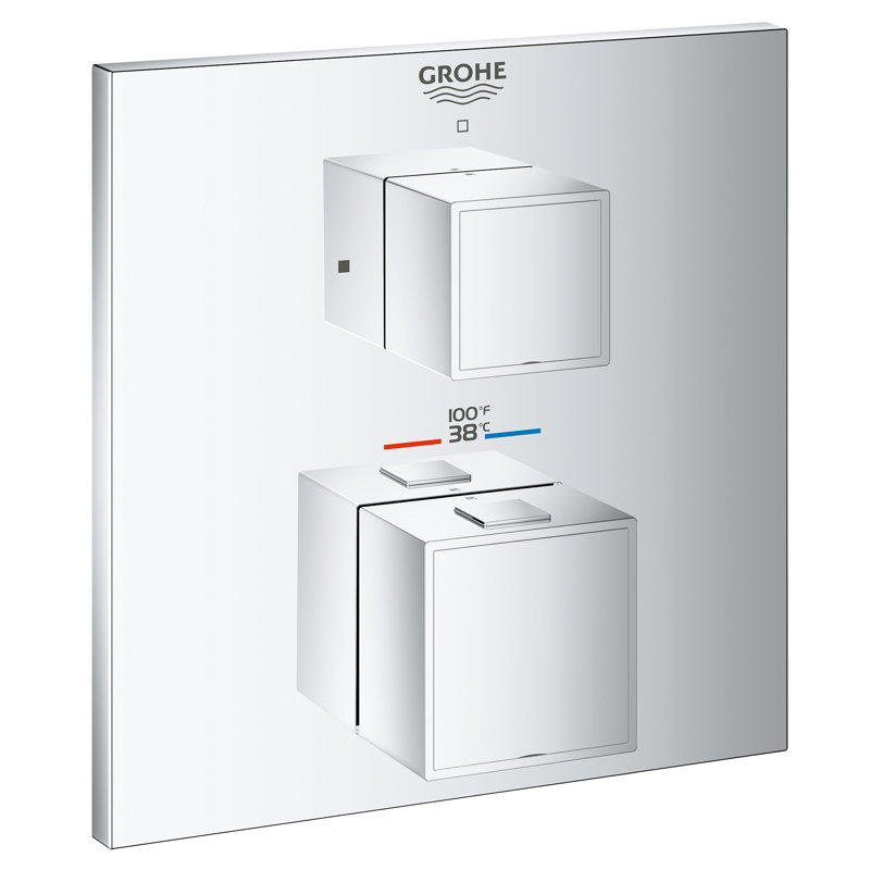 Grohtherm Cube® Dual Function 2-Handle Thermostatic Trim, StarLight Chrome