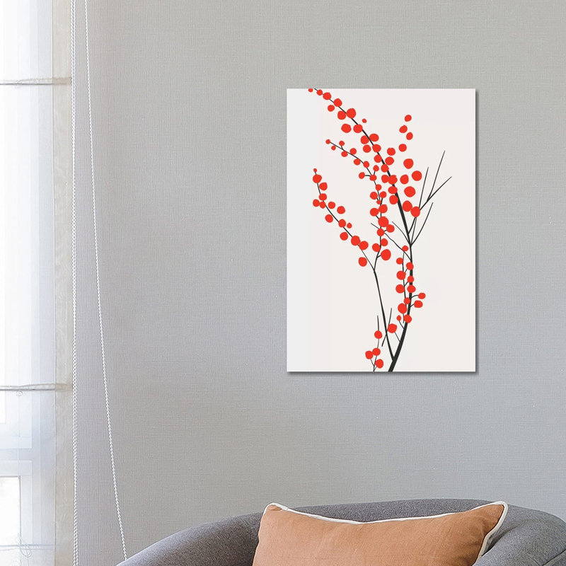 Wild Berries - Red by Kubistika - Print on Canvas, 66.04cm H x 45.72cm W x 3.81cm D, Wrapped Canvas