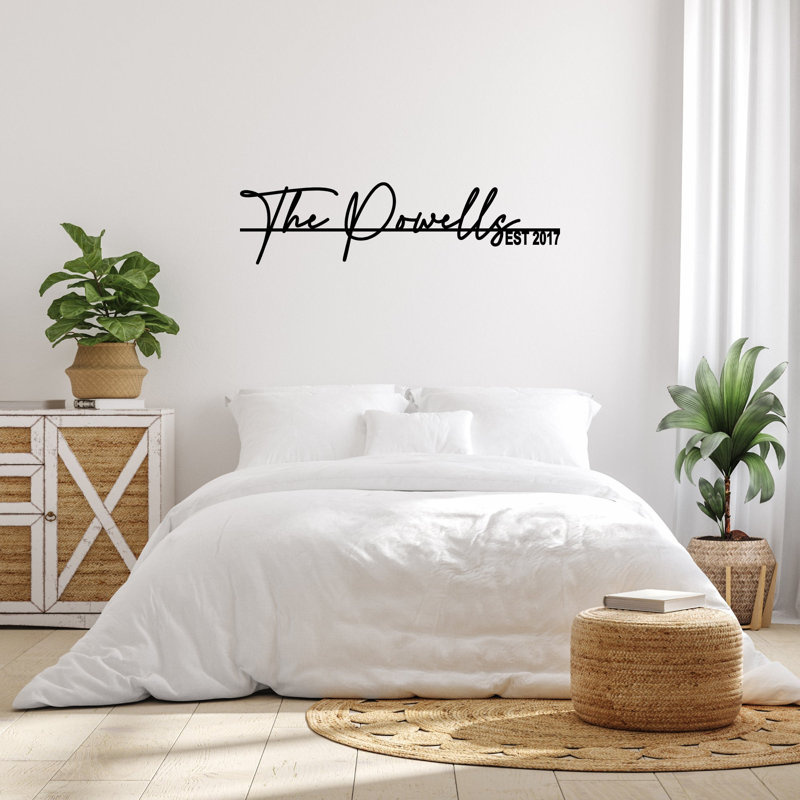 Décoration murale personnalisée en métal «Family Nom» avec année de création, H 8 po x l 30 po x P 0,2 po, Oui