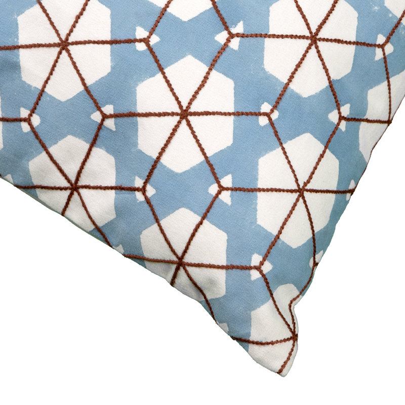 Jaali Pillow Cover 20x20 Inch, Off White;Blue;Brown