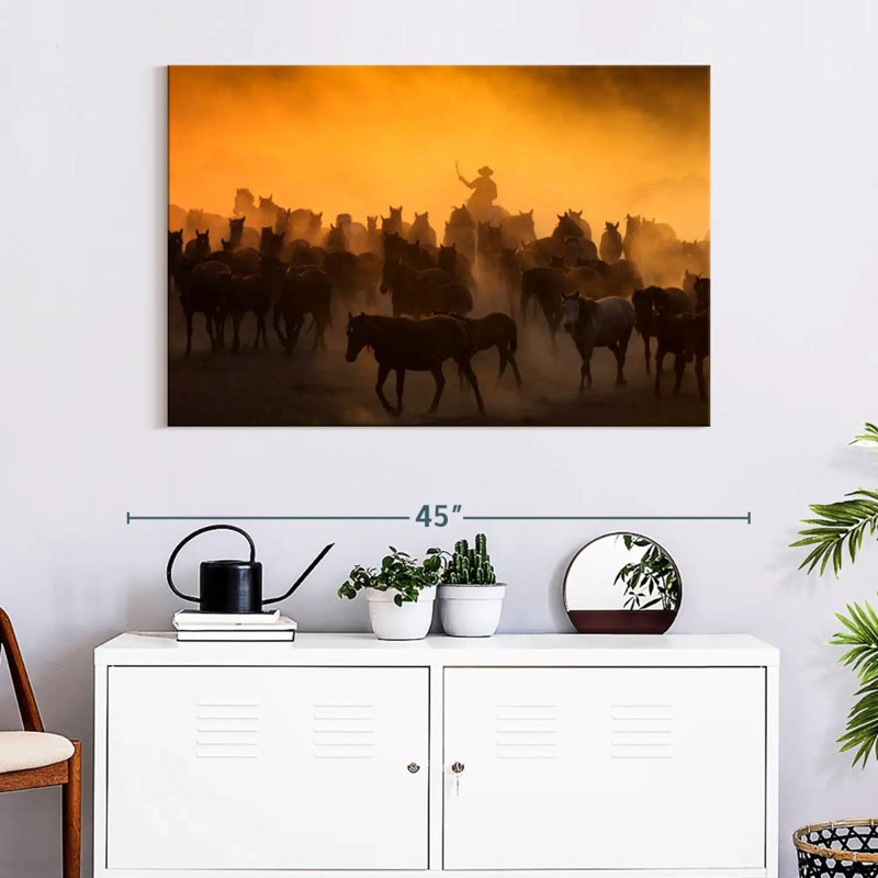 Lelar Herding Horses, 26" H x 39" W