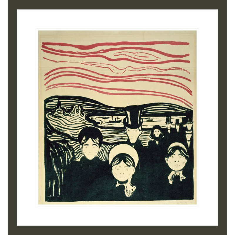 «Angstgefuhl» - Anxiété par Edvard Munch, impression giclée sur cadre, H 25,17 po x l 23,5 po