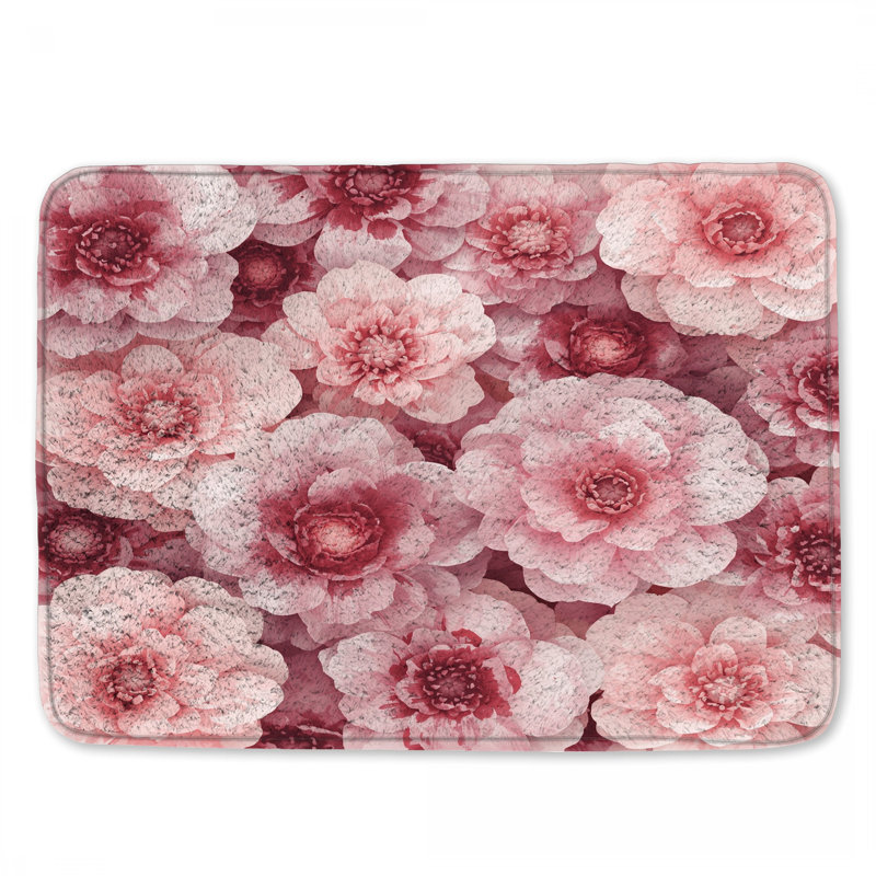 Tapis de bain Pink Peony Blooms, L 24 po x L 17 po
