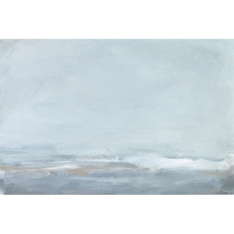 Soft Sea Mist II by Christina Long - Painting on Canvas, 30cm H x 46cm W, Black Floater Framed