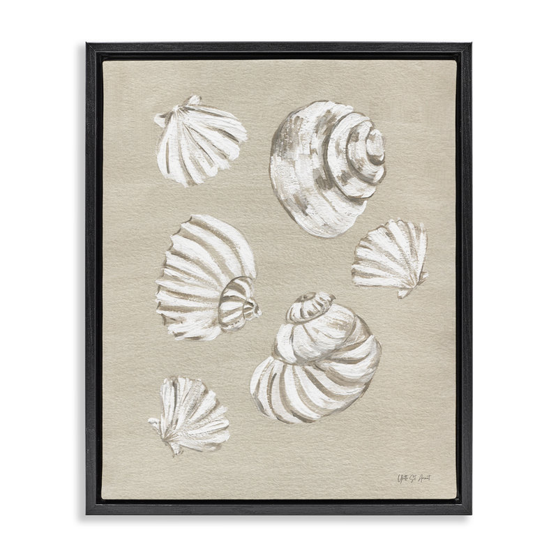 «Beach Shell Treasures», art mural encadré sur toile flottante par Yvette St. Amant, Cadre flottant noir de jais