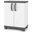 Armoire de rangement, buffet autoportant avec 2 portes et tablettes gris et blanc-129961287