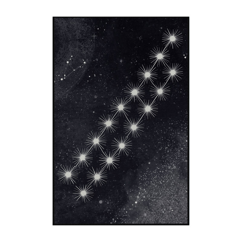 Machine Washable Pavlo Posh & Luxe Starburst Rug in Gray – Black Binding, 2 x 4