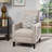Recliner Push-Back Mid-Century Fabric Chair with Side Pocket, Nailhead Accents | Light Grey | Fabric-1751395475