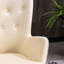 Chaise en velours blanc avec capitonnage à boutons - Pieds en bois massif, rembourrage en mousse de luxe et pieds soyeux, siège confortable-1985990014