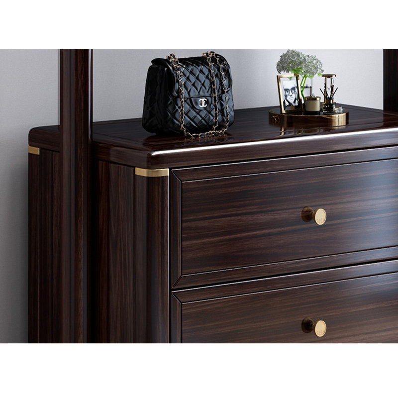 Elegant Solid Wood Coat Rack with Storage, Reddish Brown
