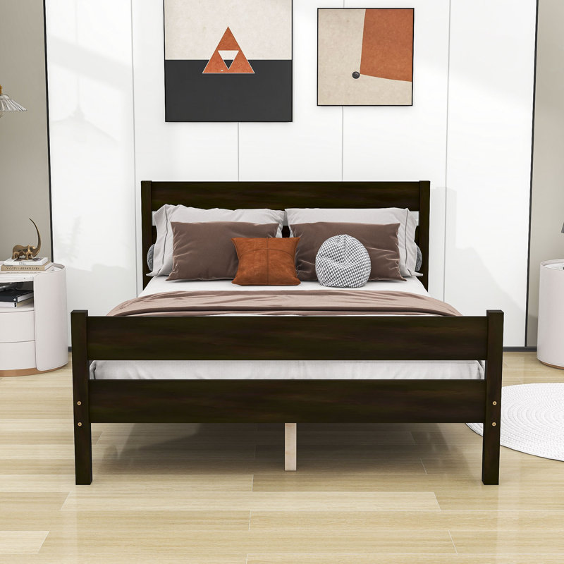 Cyriah Wood Platform Bed with Headboard and Footboard, Espresso, Twin