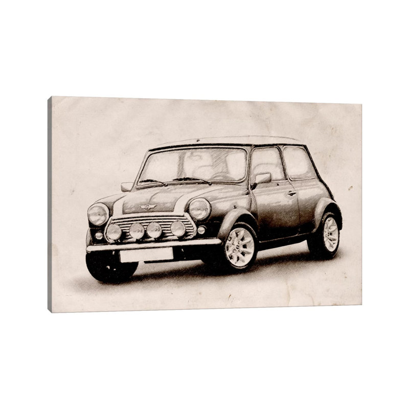 Mini Cooper Sketch by Michael Tompsett - Wrapped Canvas Painting, 101.6 cm H x 66.04 cm W x 3.175 cm D