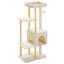 53 Inches Modern Wooden Cat Tower For Indoor Large Cats, Multi-Level Cat Condos With Long Scratching Posts And Natural Wood Posts