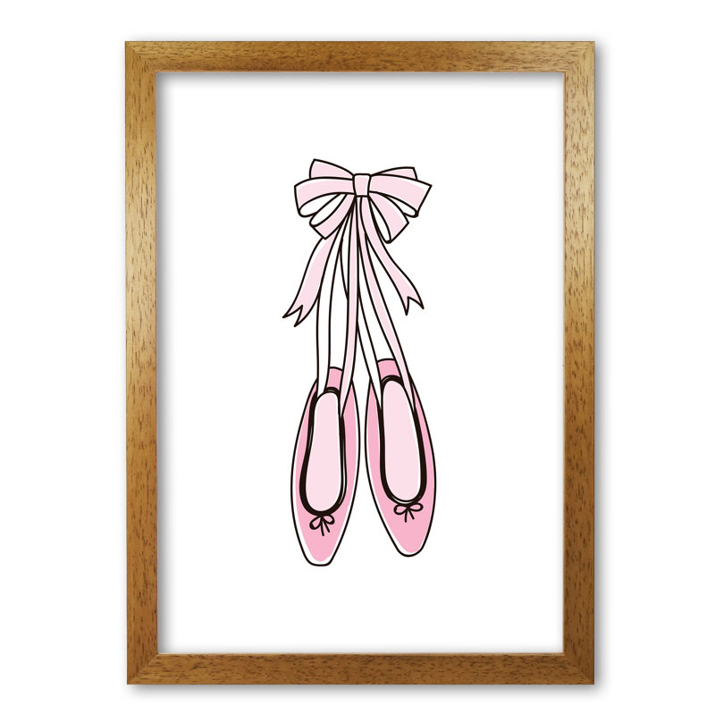 Ballerina Shoes - Painting, Honey Oak Frame, 42 cm H x 30 cm W x 5 cm D