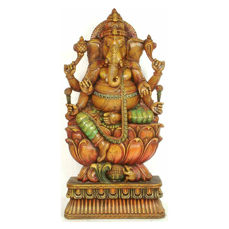 Ganesha à six bras sur lotus