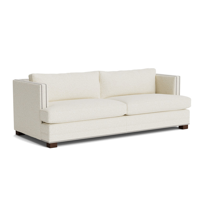 Keaton With Nails 84 Sofa, Brushed Nickel, Berber - Cream, Sienna