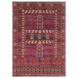 Hand Knotted Wool Southwestern Area Rug in Red/Navy/Ivory/Green