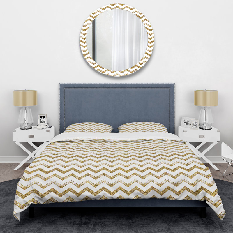 Ensemble de housse de couette en microfibre dorée / grise 3 pièces, Housse de couette simple + 1 taie décorative stan
