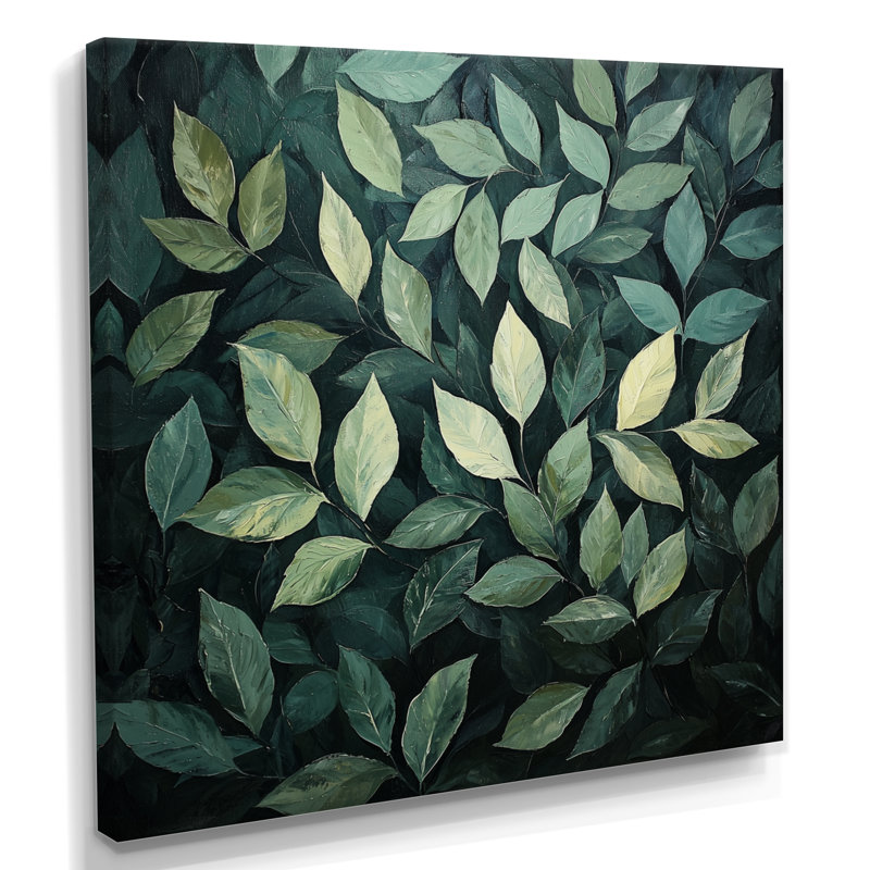 Feuillage olive vert feuillage collage II - feuilles, art mural, Toile tendue, Ne s’applique pas, H 16 po x l 16 po