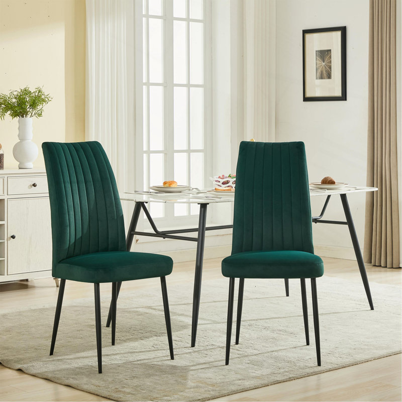 Ensemble de 2 chaises de salle à manger réglables en velours, Vert