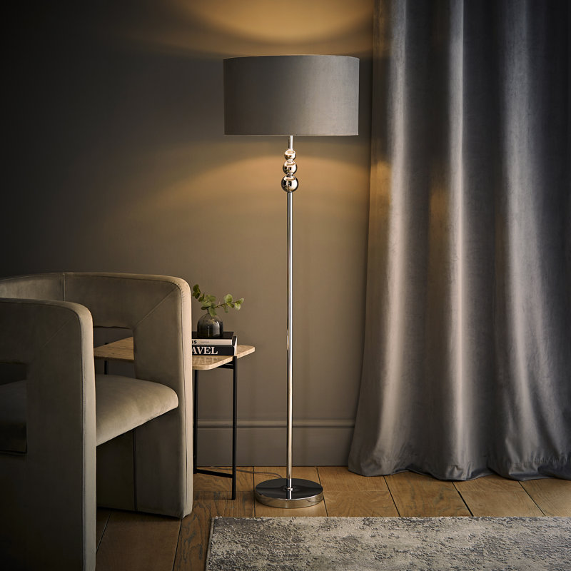 Aaiza 145cm Traditional Floor Lamp, Mirrored, Grey/Chrome, No