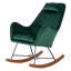 Chaise berçante en velours Brentwood Mid-Century avec coussin pour le cou et structure en métal-133408935
