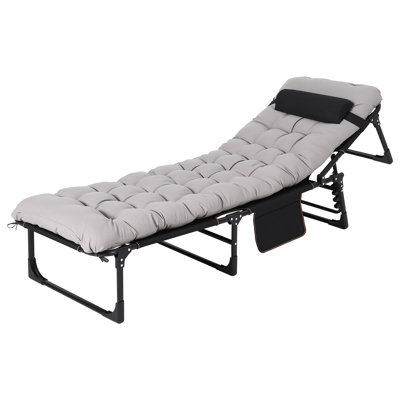 190cm Heavy-Duty Folding Camping Cot for Adults, 400lbs Capacity 600D Oxford Portable Bed with Removable Mattress, Pillow & Side Pocket for Home, Office, Tent and Guest Room