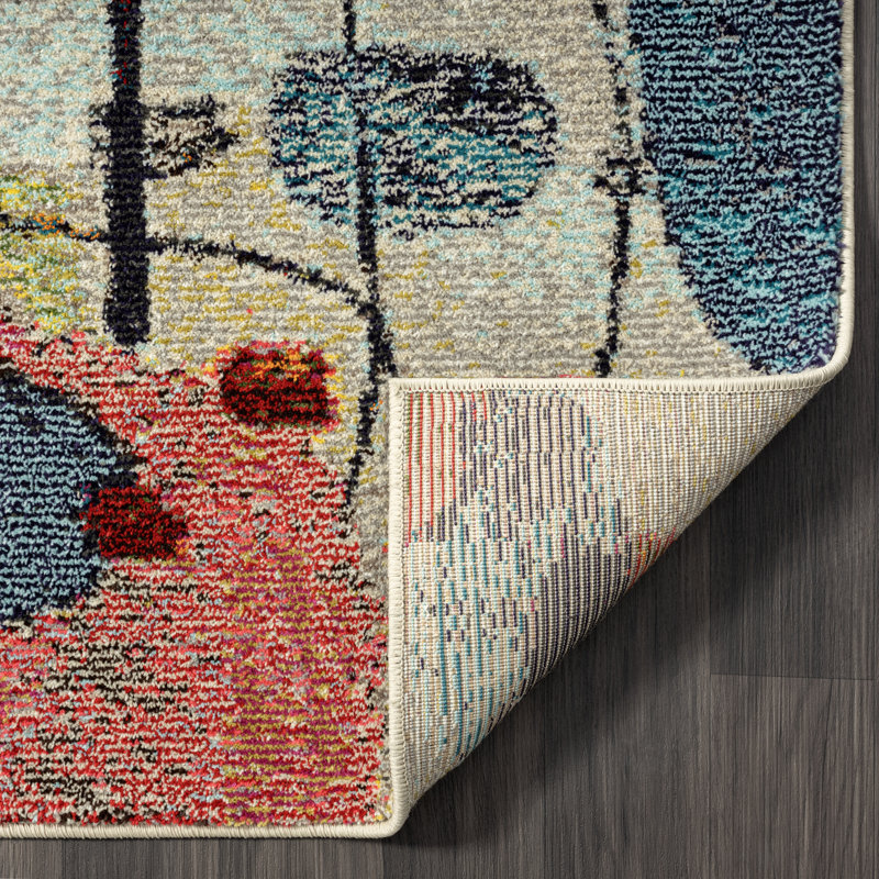 COLORWRKS Abstract Area Rug Ivory/Blue/Yellow/Rust, Rectangle 8'6" x 11'6"