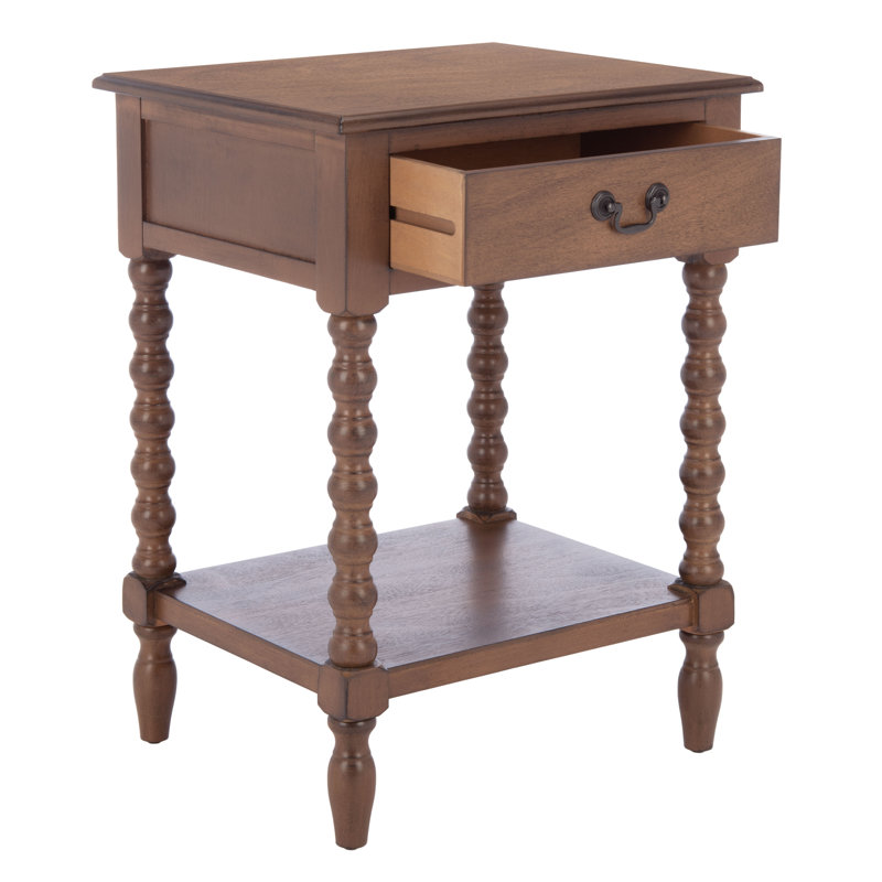 Athena Medium Brown Pinewood Accent Table with Storage
