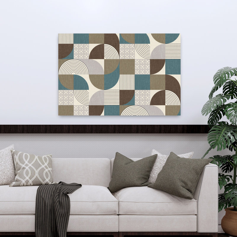 Art contemporain, art abstrait rétro, H 32 po x l 48 po, Brun