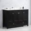 Meuble-lavabo noir 48 po avec lavabo en résine, armoire de rangement abondante - 4 portes à fermeture douce et 2 tiroirs